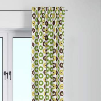 Bacati - Mod Dots Stripes, Green/Yellow/Beige/Brown Dots Curtain Panel