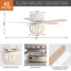 Parrot Uncle 48" Farmhouse White Wood Bread Flush Mount Ceiling Fan with Light and Remote - 4 of 4