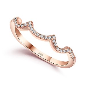 Ellalee Anniversary Band Ring Cz Rose Sterling Silver Women Ginger Lyne Collection - 1 of 4
