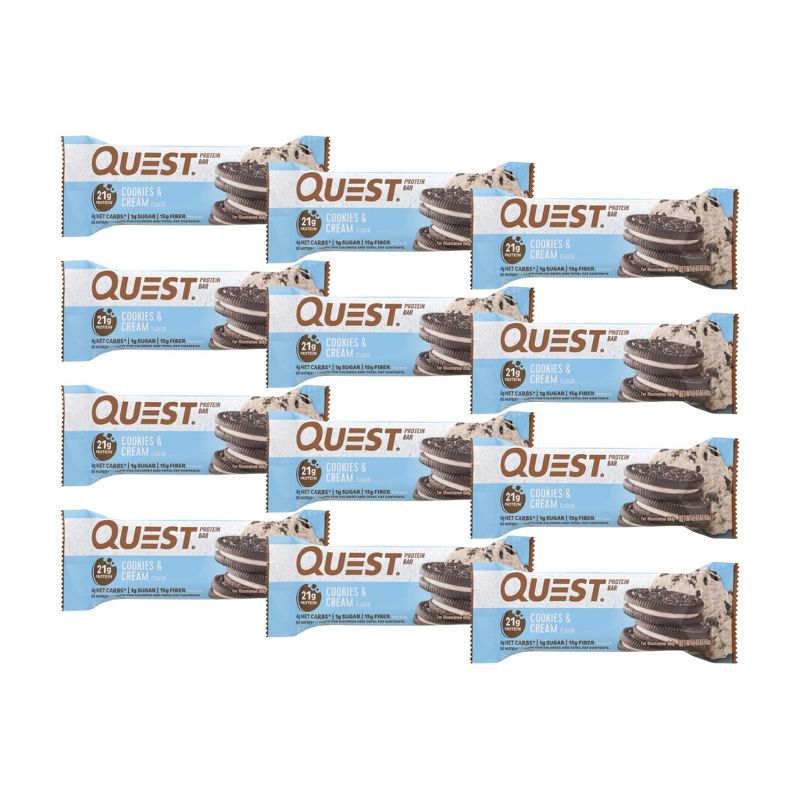 Quest Cookies & Cream Protein Bar - 12 bars, 2.12 oz, 1 of 5