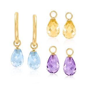 Ross-Simons Interchangeable Jewelry Set: 8.00ct. t.w. Multi-Gemstone C-Hoop Drop Earrings in 14kt Yellow Gold - 1 of 4