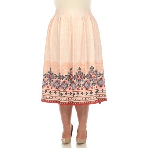 Plus Size Pleated Skirt with Border Prints - 1 of 4