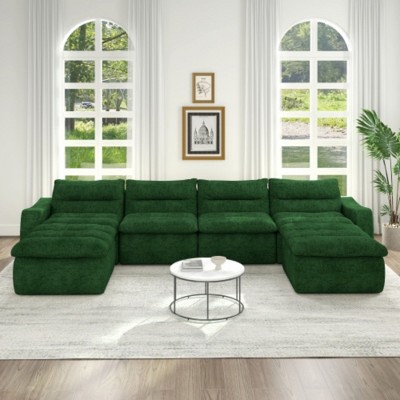 Orange Modular Bean Bag Sofa, No-Assembly Comfort for Living Room