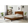 DOMETOUR Mid-Century Modern Solid Wood Bed Frame Queen Size Platform Bed with Three-Piece Headboard Design, No Box Spring Needed, Brown - 2 of 4
