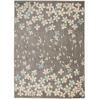 Nourison Tranquil 4' X 6' Grey/beige Area Rug Bohemian Botanical Vine ...