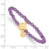 Chisel Stainless Steel Yellow IP-plated Heart 4mm Light Purple Jade Beaded Stretch Bracelet - 3 of 3