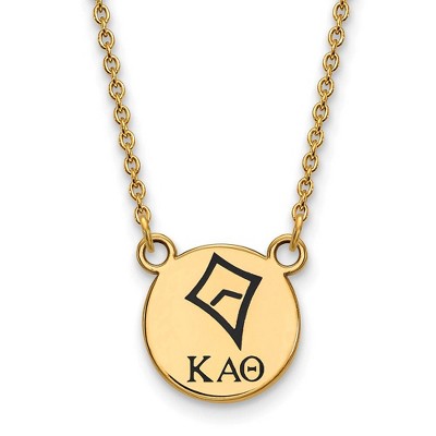 Black Bow Jewelry 14k Yellow Gold Plated Sterling Silver Kappa Alpha Theta Greek Life Necklace 18 Inch
