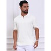 INSPIRE CHIC Men's Zip Up Ribbed Hem Short Sleeve Golf Textured Polo Shirt - 4 of 4