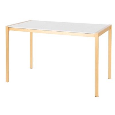 NicBex Dining Table Contemporary Counter Table in Brushed Stainless Steel and Walnut Wood for Kitchen, Dining Room