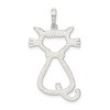 Black Bow Jewelry Sterling Silver 25mm Polished Cat Silhouette Pendant - 3 of 4