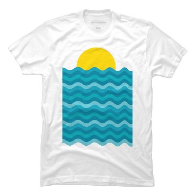 Men's Design By Humans Sunset Waves By clingcling T-Shirt