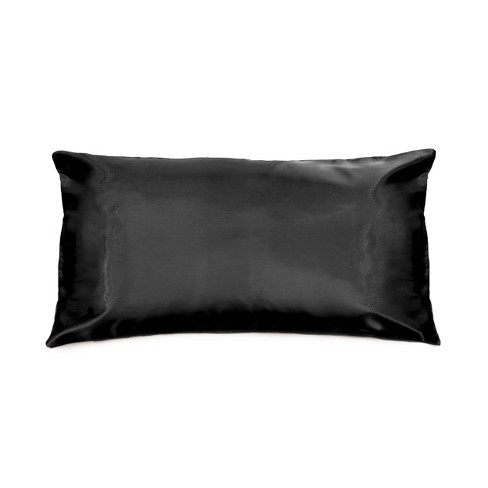 Morning Glamour King Satin Solid Pillowcase Black : Target