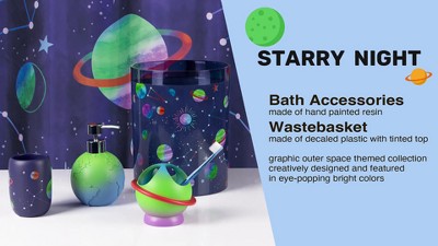 Starry Night Blue Plastic Kids' Wastebasket