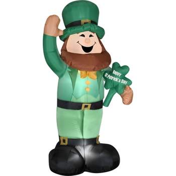 Gemmy Christmas Airblown Inflatable St. Patrick's Day Leprechaun, 6 ft Tall, Green