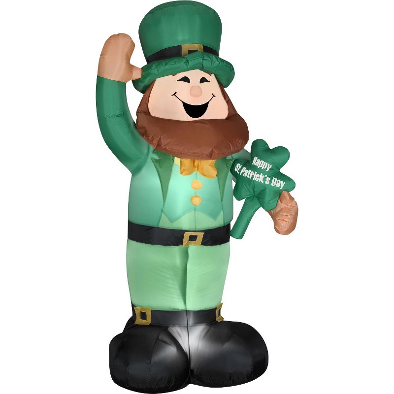 Gemmy Christmas Airblown Inflatable St. Patrick's Day Leprechaun, 6 ft Tall, Green, 1 of 3