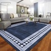 Modern Washable Area Rugs, Geometric Accent Carpet with Non-Slip Backing, Soft Low Pile Throw Rug Contemporary Bordered for Living Room Office - 2 of 4