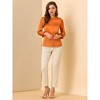 Allegra K Women's Ruffle Neck Long Sleeve Elastic Cuff Button Office Satin Blouse - 2 of 4