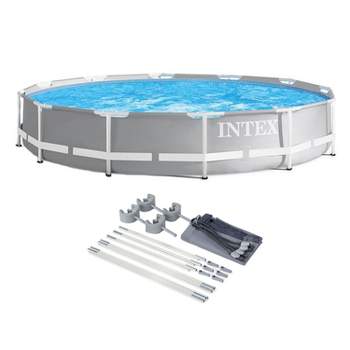Intex 26710EH Prism 12ft x 30in Metal Frame Outdoor Above Ground Round Swimming Pool with Protective Canopy (Filter Pump Not Included)