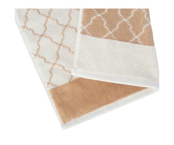 4pc Lattice Solid/Jacquard Bath Towel Set Off White/Beige - Loft