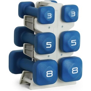 Neoprene Dumbbell Set with Storage Rack, Non-Slip Anti-Roll Hand Weights for Home Gym - 1 of 4