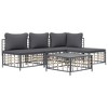 vidaXL 5-Piece Patio Lounge Set with Dark Grey Cushions - Anthracite Poly Rattan, Powder-Coated Steel Frame, Versatile Outdoor Furniture Collection - 3 of 4