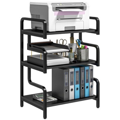 HOMCOM 3-Tier Storage Shelf, Metal Shelves for Storage for Home Office, Living Room, Industrial Printer Table