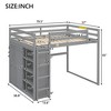 Full Loft Bed with Wardrobe and LED Lights, Wood Loft Bed Frame with Storage Shelves and Bookcase for Kids Teens - 2 of 4