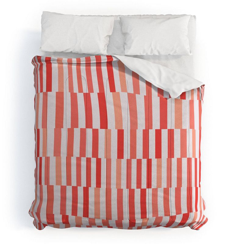 Deny Designs Fimbis Living Coral Stripes Comforter Set White, 1 of 4
