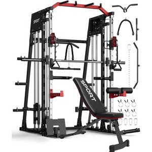 Coucheta Smith Machines Home Gym with Bench, Squat Rack with Weight Bar, Dual LAT Pull-Down Systems & Cable Crossover Machine for Full-Body Workouts - 1 of 4