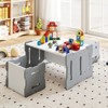 Tangkula Kids Table & Chair Set 3-Piese Toddler Set w/2 Stools & Activity Table Gray - 3 of 4
