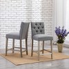 WestinTrends 24" Linen Fabric Tufted Counter Stool (Set of 2) - 2 of 4