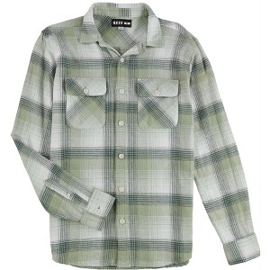Reef Mens Three Tone Button Up Shirt, Green, Small - 1 of 2
