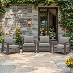 Gymojoy 4 Pieces Outdoor Patio Chairs Club Chair Set for Garden - 1 of 4
