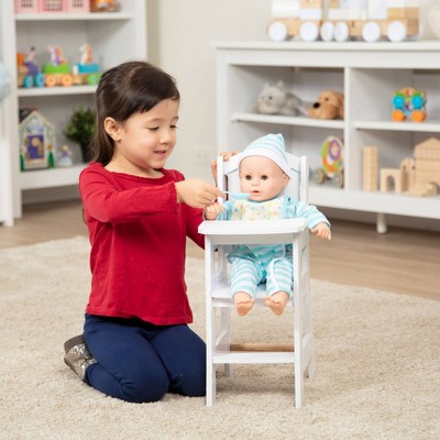 White Wooden Play High Chair for Dolls and Stuffed Animals