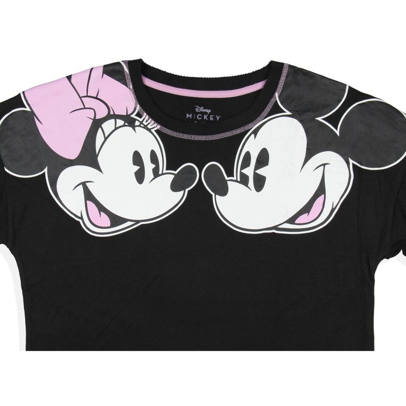 Disney Women's Minnie and Mickey Face To Face L/S Lounge Pajama Top, 3 of 6