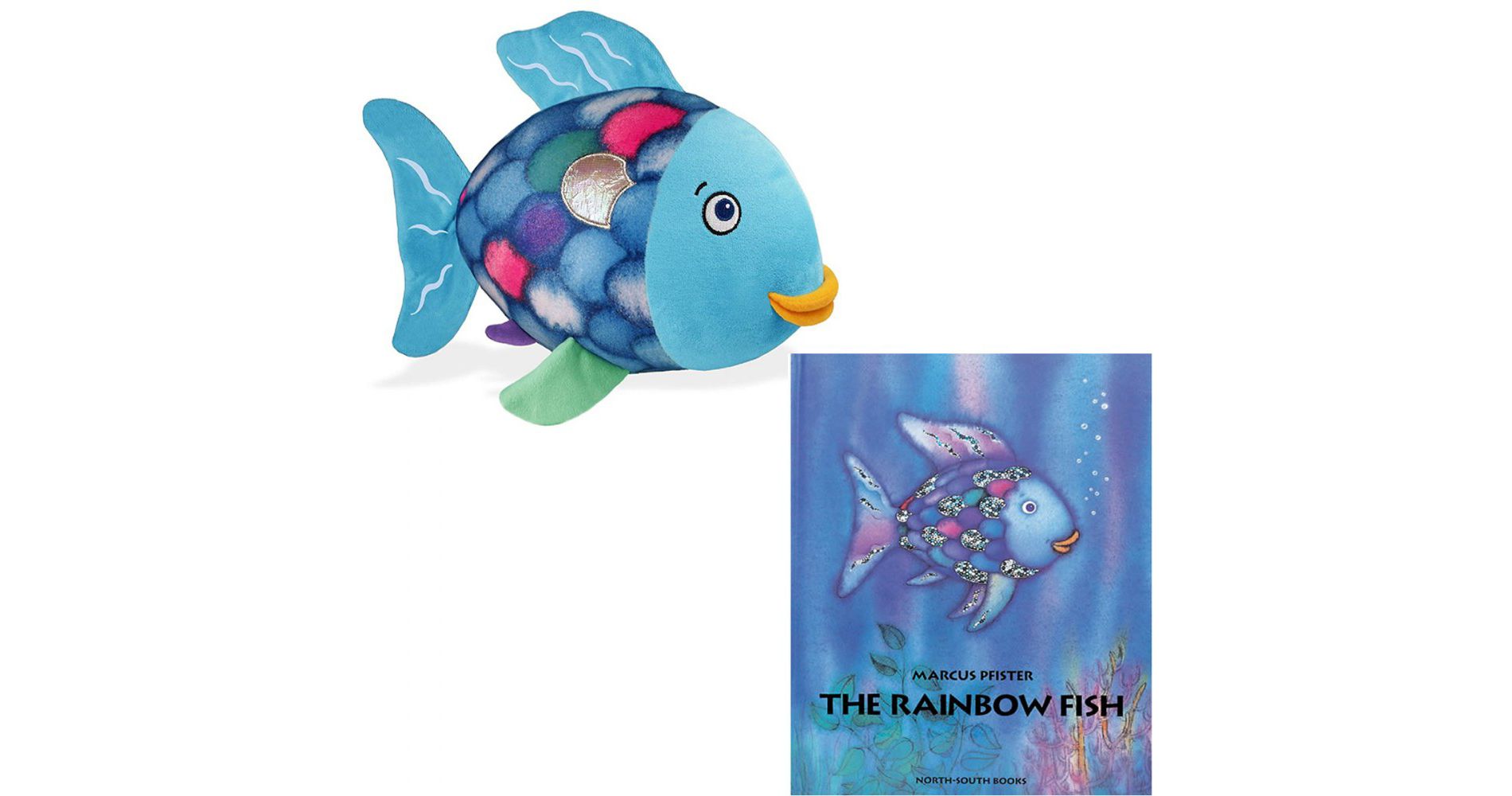 Yottoy Rainbow Fish Plush and Hard Back Book Set