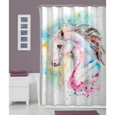 LunaLulinlk Unicorn Fabric Shower Curtain, 70" x 72", Multi-Colored