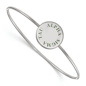 Black Bow Jewelry Sterling Silver Alpha Sigma Tau Greek Life Bangle Bracelet 7 Inch - 1 of 3