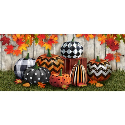 Briarwood Lane Fall Patterned Pumpkins Mini Mat 22x10 Indoor Outdoor For Fall Doormat