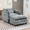 Dexmalle Soft Boucle Single Sofa with Double Deep Cushion and Ottoman - 3 of 4