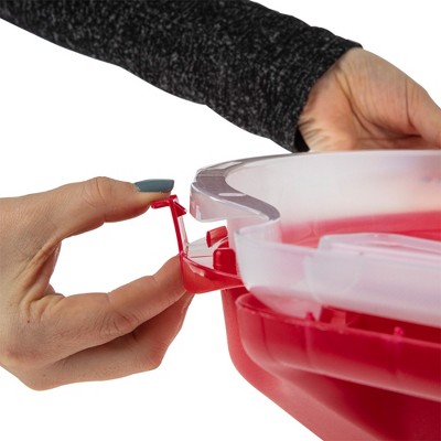 Sterilite Clear Lid Red Base Nesting Storage Christmas Wreath Box - Thumbnail 5