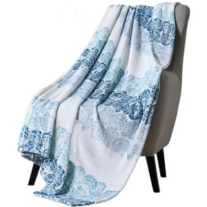 Kate Aurora Coastal Living Blue Ombre Seashells Ultra Plush Accent Throw Blanket - 50 in. W x 70 in. - 1 of 3