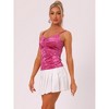 INSPIRE CHIC Women's Velvet V-Neck Ruched Front Party Clubwear Spaghetti Straps Tank Top - 4 of 4