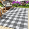 Black and white - 9*12 feet  Outdoor Area Rug Plastic Waterproof  Stain Resistant Checkered Reversible Light Weight Portable Mat UV Resistant Carpet - 2 of 4