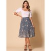 Allegra K Women's Chiffon Summer Vintage Floral Print A-Line Midi Skirts - 2 of 4