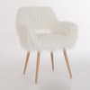 Grungis Faux Fur Accent Chair with Wood-Grain Metal Legs,Lounge Chair with Soft Cushioned Seat,Accent Chair for Bedroom,Reading Room,Office - 3 of 4