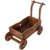 YONWAY Wooden Wagon Planter Box, Garden  with Wheels, Decorative Planter for Flowers Herbs Vegetables - 4 of 4