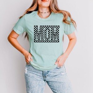 Simply Sage Market Mom Checkered Box Short Sleeve Tee - M - Seafoam - 1 of 4
