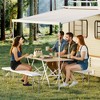 2-Pack 6ft Plastic Folding Bench – Portable Outdoor Bench for Picnics, Camping & Sports, Waterproof HDPE, Easy-Carry Handle, White - 2 of 4