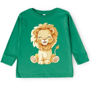 The Juniper Shop Watercolor Lion Toddler Long Sleeve Tee - 2T - Kelly - 1 of 4